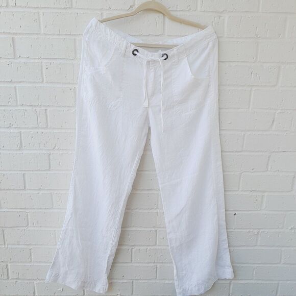 Elan Linen Ramie Wide Leg Pants Boho Resort Coastal Summer Contemporary sz:S - Picture 1 of 8